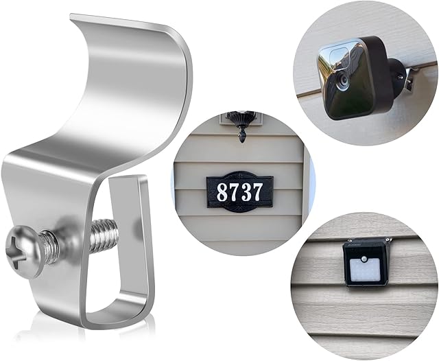 304 Stainless Steel Vinyl Siding Clips Hanger Hooks Outdoor Camera Mount, 20-Pack Home Siding Hooks