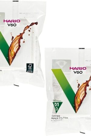 [2pcs Set] Hario V60 Misarashi Coffee Paper Filter (Size 01, 100 Count, White) 200 Total