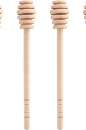 4 Pcs (6.3 Inches) Wooden Honey Mixing Stirrer Honey Dipper Sticks Honey Comb Stick Honey Spoon Collecting Dispensing Drizzling Jam