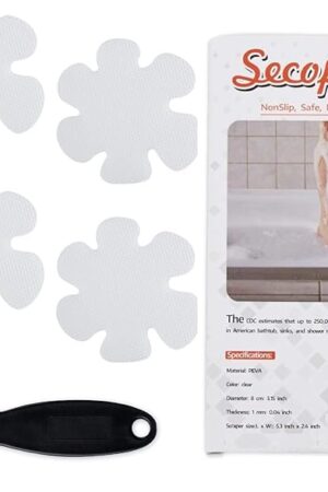 24PCS Original Bathtub Stickers Non-Slip, Safety Shower Treads Adhesive Appliques with Premium Scraper