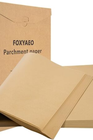 200 PCS Unbleached Parchment Paper 12x16 Inch – Precut Baking Sheets for Air Fryer, Oven, and Grill – Nonstick, Oil-Resistant, High-Temperature Baking Paper for Cooking, Roasting, and Food Prep