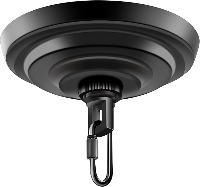 6 Inch Light Canopy Kit with Heavy Duty, Replacement Cover Plate with Mounting Hardware for Chandelier, Pendant Light, Swag Light, Flower Basket or DIY Projects (Black)