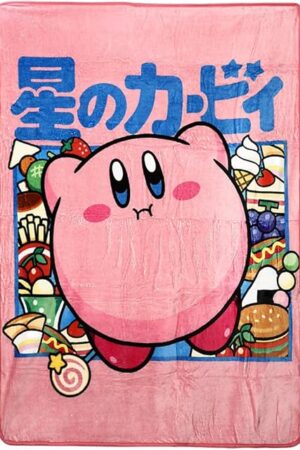 Bioworld Kirby Character Kanji Throw Blanket