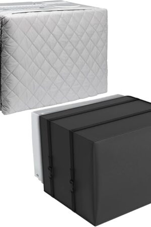 2 Pack Indoor Outdoor Window Air Conditioner Cover Adjustable Window AC Unit Cover with Drawstring Double Insulation 21"x16"x3.5" for Inside Dust-Proof Waterproof 21?x16?x15? for Outside