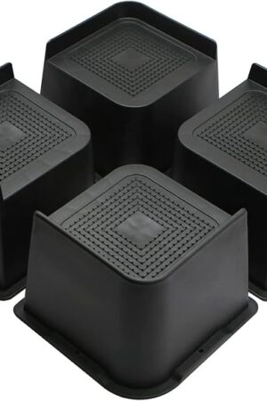 Bed Risers Heavy Duty, Oversized Furniture Risers, Support Up to 6000 Lbs, Lift 4 inch for Couch, Sofa, Table,Chair (Black 4 Pack, 4 inch)