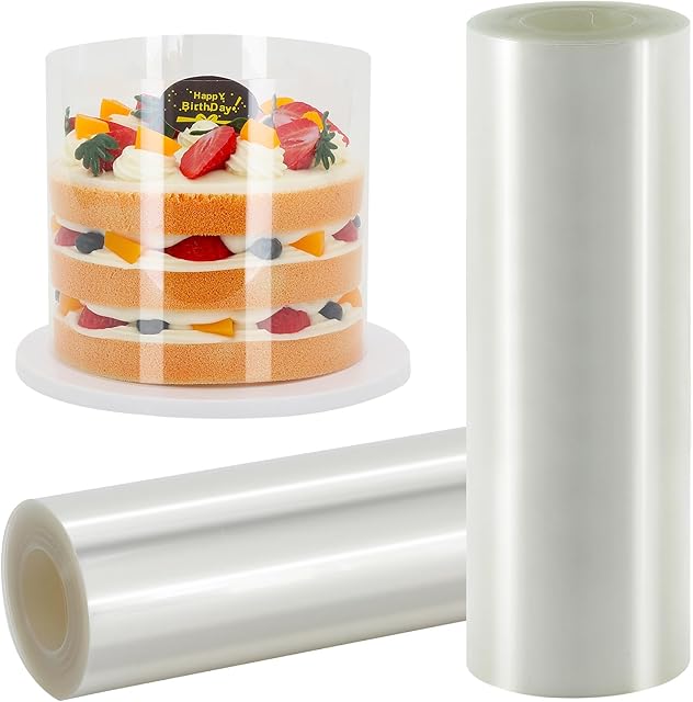Cake Collar, Transparent Cake Rolls, Clear Cake Strips, DIY Acetate Sheet, Surrounding Edge for Baking Decorate, Chocolate Mousse Cake Elegant Cake Wrapping 8X394 inch