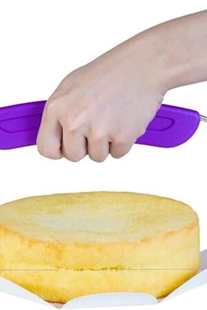 Adjustable Cake LevCake Cutter Slicer Leveler, 9 Different Height Premium Food Grade Stainless Steel Double Wires Cake Cutter/Slicer/Adjustable Cake Leveler for Leveling and Molding (Purple)