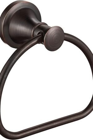 WOLIBEER Bronze Towel Ring,Bathroom Hand Towel Holder,Oil Rubbed Towel Hanger Wall Mount Farmhouse Towel Rack Rustic Bath Accessories Half Round
