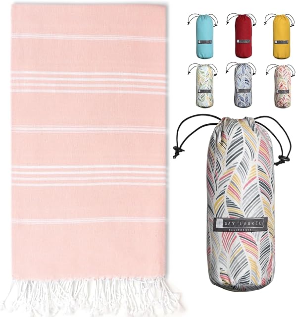 BAY LAUREL Turkish Beach Towel Lightweight Quick Dry Sand Free