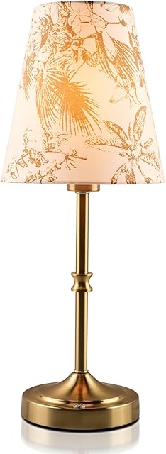 Cordless Table Lamp,5200mAh Rechargeable Battery Operated Lamp,3-Level Brightness Dimmable, Mid Century Modern Metal Ambient Lamps, Vintage Gold Lamps for Bedside, Retro Farmhouse Lamp