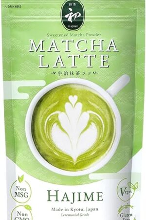 BJDesign Matcha Latte Powder “HAJIME? Sweetened Matcha Green Tea Powder - Authentic Japanese Origin - Non MSG, Non GMO, Vegan, Gluten Free (5.3 Ounce)