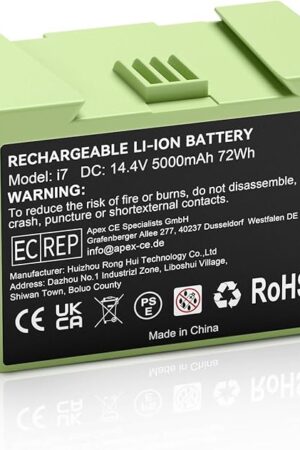 Bonadget Advanced 5000mAh Replacement for iRobot Roomba Battery j7 j6 j5 i8 i7 i5 i3 e6 e5 for Roomba Battery Replacement j7 Plus j8+ Lithium-ion 14.4V