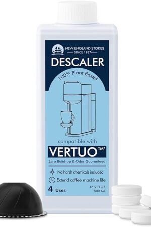 (12 Months Supply) Descaling Kit Compatible with Nespresso Vertuo, Odorless Coffee Brewer Machine Descaler Set, Liquid Descaling Solution for Nespresso, Includes Reusable Pod and 12 Cleaning Tablets