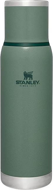 Stanley Adventure-To-Go Vacuum Bottle 1.1 qt | Wide Mouth with Leakproof Cup Lid | Keep Drinks Hot or Cold | Packable for Travel | Insulated Stainless Steel Thermos | BPA-Free | Hammertone Green