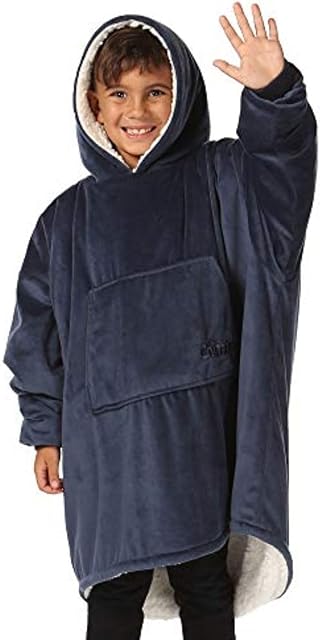THE COMFY Original Jr for Kids | Oversized Sherpa Fleece Wearable Blanket with Hood & Pocket | Seen on Shark Tank