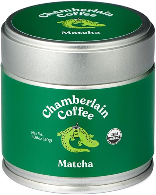 Chamberlain Coffee Ceremonial Matcha Green Tea Powder, 1.06 oz | Ceremonial Grade | Hot or Iced | Organic | Japanese Green Tea | Vegan | Gluten-Free