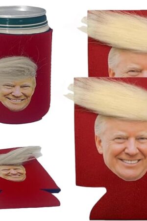 2 PCS Funny Can Coolers Sleeves with Hair, Great Novelty Gifts Unique Presents for Men Women, Beer Can Cooler