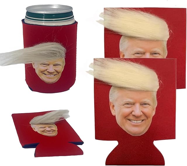 2 PCS Funny Can Coolers Sleeves with Hair, Great Novelty Gifts Unique Presents for Men Women, Beer Can Cooler