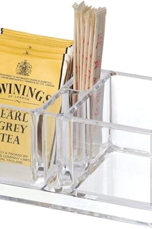 Clear Acrylic Two Lattices Tea Bags Holder Coffee Sugar Bag Case Guest Room Storage Boxes YTBH-001
