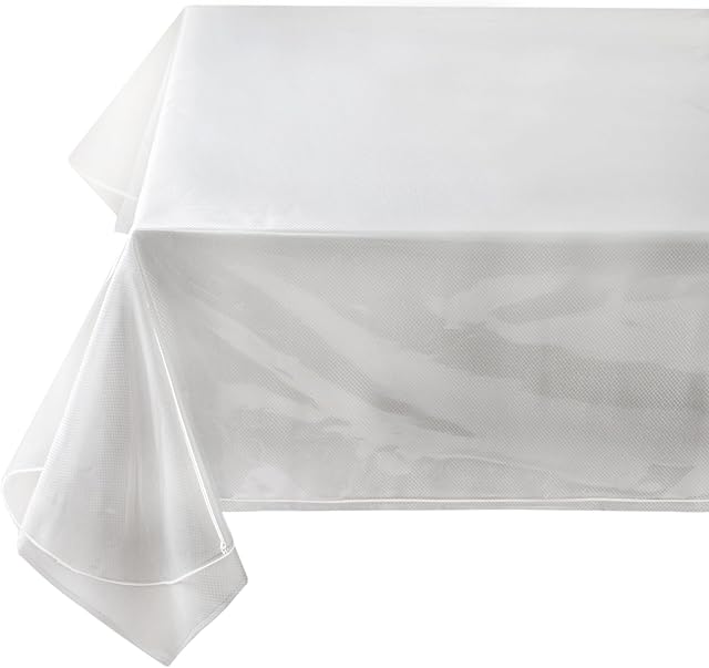 Benson Mills Heavy Duty Clear Plastic 100% Waterproof Tablecloth Protector, Vinyl Table Cloth, Oil Proof Wipe Clean Table Cover for Dining Tables, Parties and School Projects (60" x 84" Rectangular)