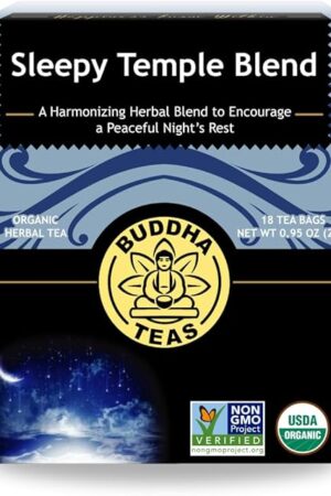 Buddha Teas - Sleepy Temple Blend - Organic Herbal Tea - For Health & Wellbeing - Blend of Herbs & Flowers - Clean Ingredients - Caffeine Free - OU Kosher & Organic - Non-GMO - 18 Bleach-Free Tea Bags