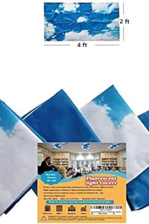 4' x 2' feet (4 Pack; Blue Sky Cloud). Flame-Retardant Fabric, 10 Strong Magnets, Flame Retardant Certification, Reducing Glare Harsh Flicker, Used in Classroom, Home, Office