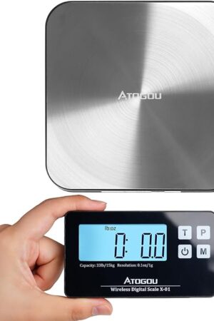 Aotgou Food Scale, 33lb Wireless Kitchen Scale with Remote Display, 1g/0.1oz Precise Graduation, Food-Grade 304 Stainless Steel, Magnetic, Digital Scale for Cooking, Baking, Postage, Shipping