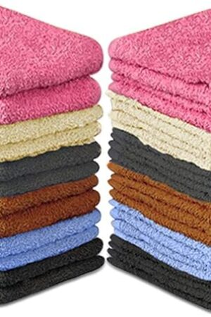 100% Cotton Washcloth Set – Soft, Absorbent Face Towels for Bathroom & Gym Use – Reusable, Durable & Machine Washable Wash Cloths - Multi-Color, 12x12 Inches, Pack of 24