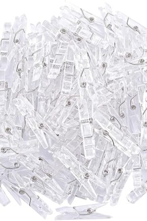100 Pcs Mini Clear Photo Clips, Mini Clothespins Clip, Clothes Line Clips, Mini Transparent Plastic Clips