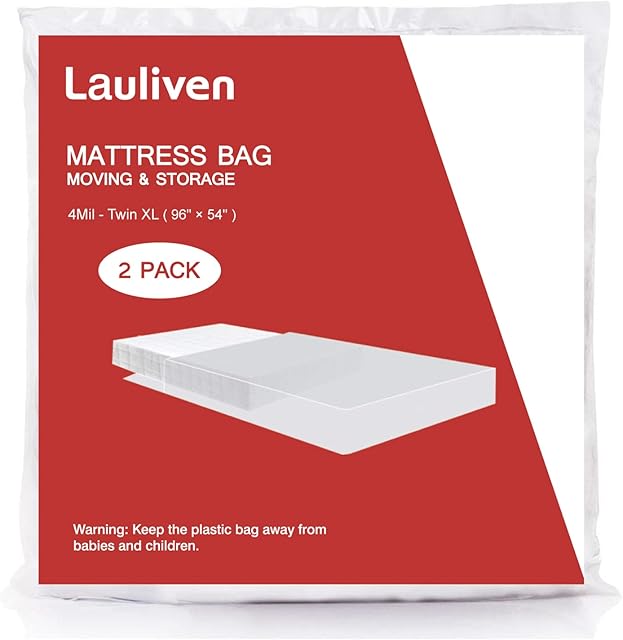 2-Pack Mattress Bag for Moving - Twin/Twin XL Size Mattress Storage Bag - 4 Mil Extra Thick Heavy Duty Mattress Protection Cover - 54 x 96 Inch