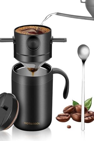 16oz Camping Coffee Maker Pour Over Coffee Maker Set，Camp Pour Over Set，Portable Coffee Kit for Travel, Camping, Offices, Backpacking