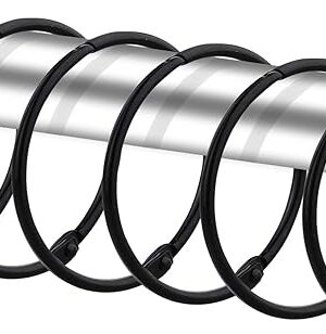 24 Pack Shower Curtain Rings, Rustproof Decorative Metal Round Shower Curtain Hooks for Bathroom Shower Rod (Black)
