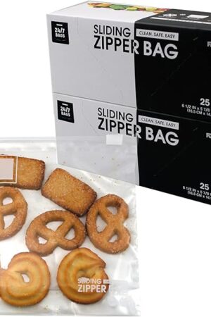 50 Small Slider Storage Bags with Expandable Bottom, Easy Secure Slide, Zero BPA, Easy On The Go Clear