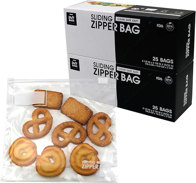 50 Small Slider Storage Bags with Expandable Bottom, Easy Secure Slide, Zero BPA, Easy On The Go Clear