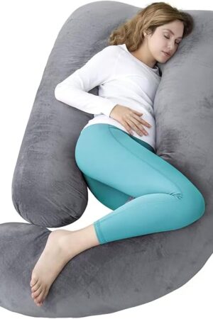 60 Inch Pregnancy Pillow for Sleeping, Extra Large U Shaped Body Pillow, Maternity Pillow for Pregnant Women with Velvet Cover (Dark Grey)