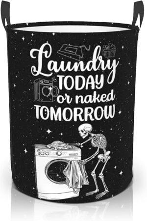Wash Today Laundry Basket Funny Tote Bag Laundry Hamper Clothes Storage Storage Bucket Toy Organizer Foldable Oxford Cloth For Bathroom/Laundry Storage/Bedroom 16.5x18.9 Inch