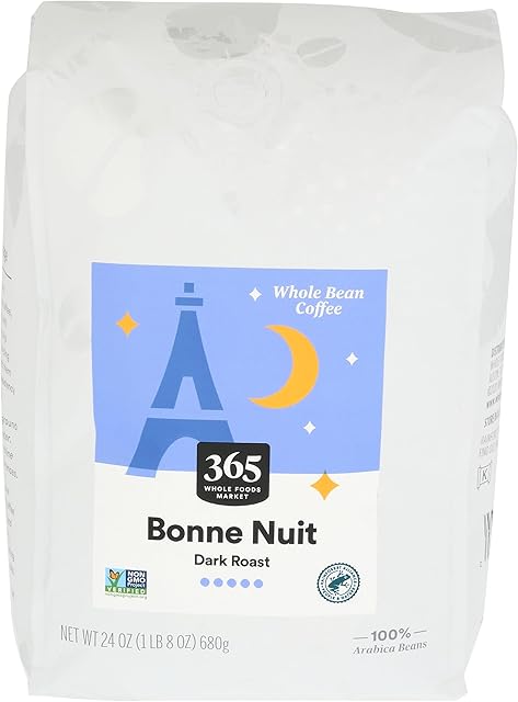 365 by Whole Foods Market, Bonne Nuit Whole Bean Coffee, Dark Roast, 24 Ounce