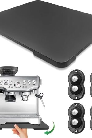 Appliance Slider 360° Rolling Tray for Coffee Maker Bamboo Coffee Pot Slider Tray for Countertop Rotation Sliding Tray with Wheels, Appliances Mat Easily from Under The Cabinet Black(15.7"×13")
