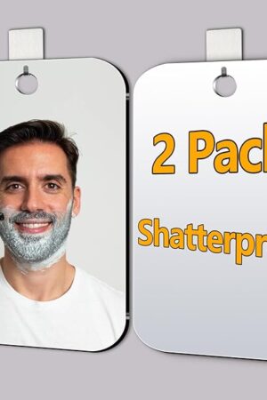 2 Pack Shower Mirror for Shaving, Shower Mirror for Shaving Men(Lager 10.8 x 8 Inch); Small Wall Mirrors for Showers, Shatterproof Plexiglass Makeup Mirro, Travel Camping Showers Mirrors