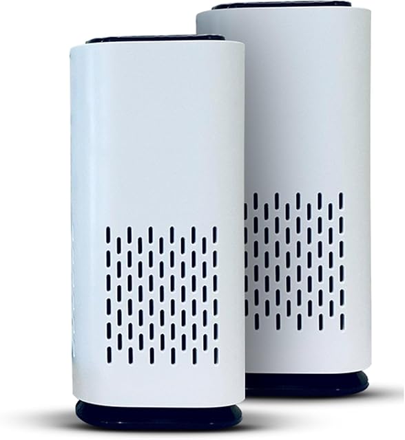 A1 2021 Mini HEPA USB-C Powered Air Purifier. Ultra Portable (5.2in tall, 6.7 ounces), Ultra Quiet. for Travel, In-Car and Desktop (White) - 2 pcs