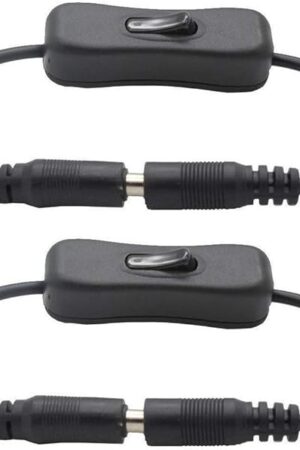 2pcs LED Strip Light Inline On/Off Switch Cable DC Jack (5.5x2.1mm) Male to Female Connector, DC Jack Switch, LED Tape Connector, 12V Inline Rocker Switch DC Power Adapter Connector