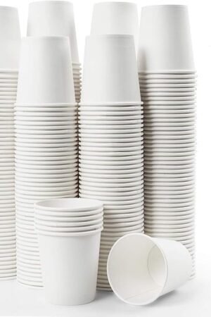 300 Pcs 6 oz Disposable Paper Cups, Hot Cold Beverage Drinking Cup for Coffee, Water, Tea, Juice, Espresso & Cortado (White)