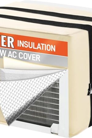 Window Air Conditioner Covers for Outside Unit to Protect AC and Winter Insulation, Waterproof & Snowproof AC Covers for Outside Window Units with 3 Layers Insulation, 21" W x 16" D x 15" H - Beige