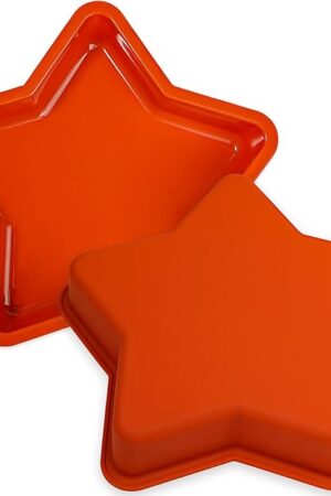 Webake Silicone Star Cake Pan 9.5 Inch Large Nonstick Star Shaped Cake Mold for Baking, Birthday, BPA Free, Set of 2