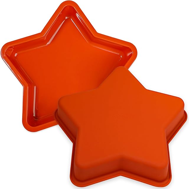 Webake Silicone Star Cake Pan 9.5 Inch Large Nonstick Star Shaped Cake Mold for Baking, Birthday, BPA Free, Set of 2