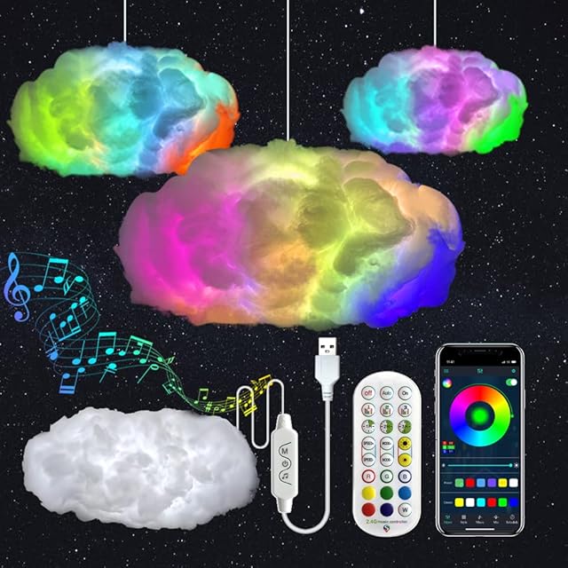 3D Big Cloud Lightning Light Kit Decorations for Adults and Kids Indoor Home Bedroom (USB Plug Model 01)