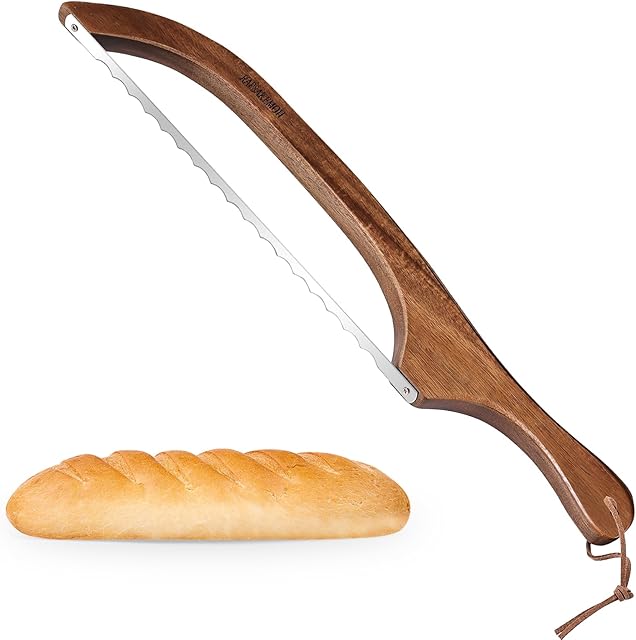 Bread Knife for Homemade Bread,Sourdough bread knife,15.7" Bread slicer for Homemade Bread, Baguettes and More Cuts Thin,Bow Design Easy to Cutting Even Slices