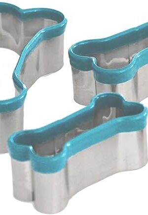 3 Piece Dog Bone Cookie Cutter Set with PVC Coating for Homemade Dog Treats, Biscuits, Fondant, Pastries, Sandwich Shapes, Kids Crafts