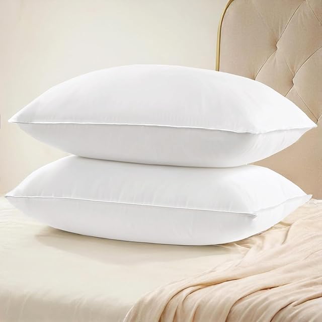 UNIKOME Ultra Soft Pillows Standard Size Set of 2 - Hotel Collection Luxury 100% Cotton Cover Down Alternative Bed Pillow, Fluffy Pillows for Back, Stomach or Side Sleepers