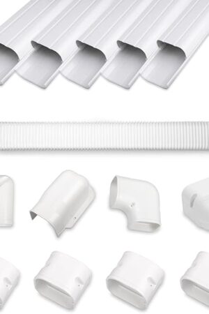 3" 10Ft PVC Line Set Cover Kit for Ductless Mini Split Air Conditioners, Decorative PVC Slim Line Cover for Central AC & Heat Pumps Systems Tubing Cover White